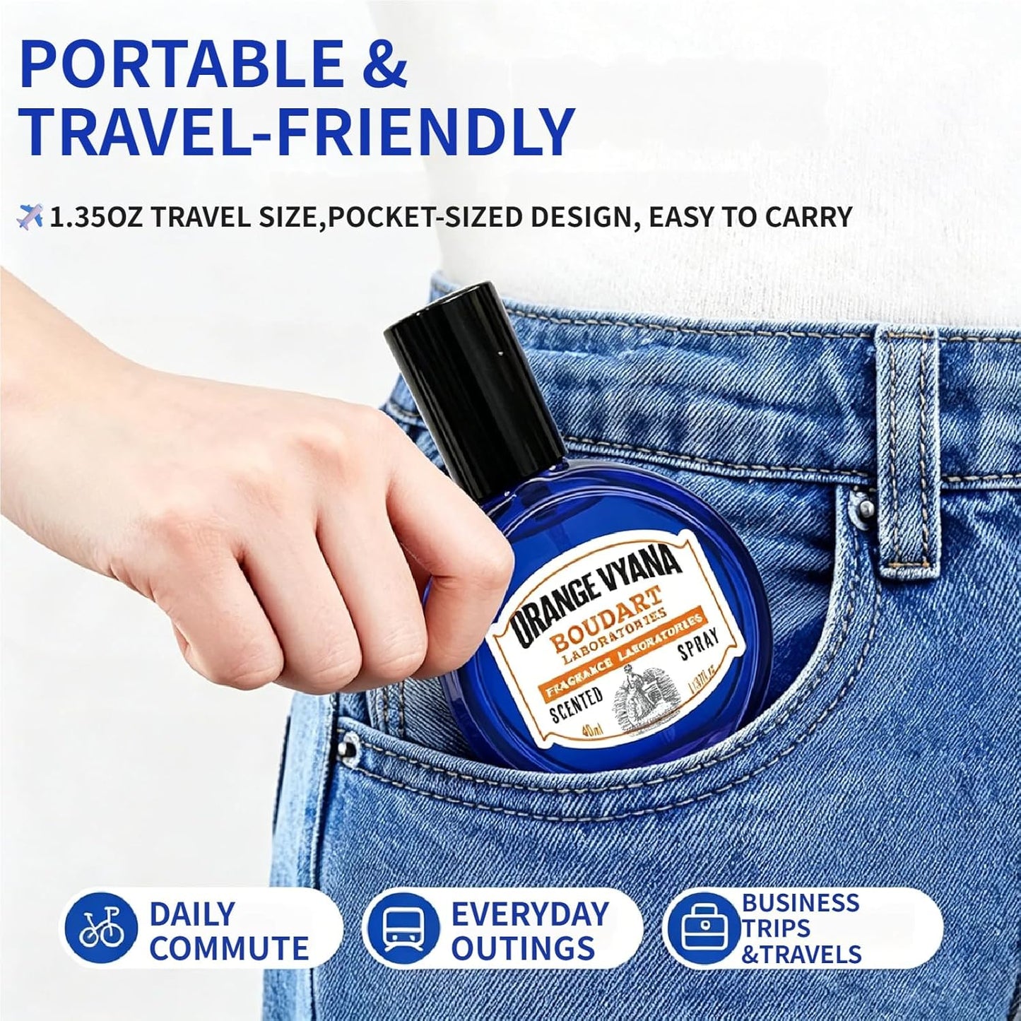 Travel Fabric Refresher Spray – Odor Eliminator & Wrinkle Release, TSA Approved 40ml for Gym Hotel Office Clothes Sofa Curtains, Apple Tree Scent – Boudart Labs