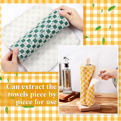 Redbaker 50 Pcs Reusable Paper Towels Paperless Reusable Cotton Cloths Toilet Absorbent Washable Paper Towels with Roll Kitchen Dishcloth for Kitchen Paperless Dishcloths(Stripe)