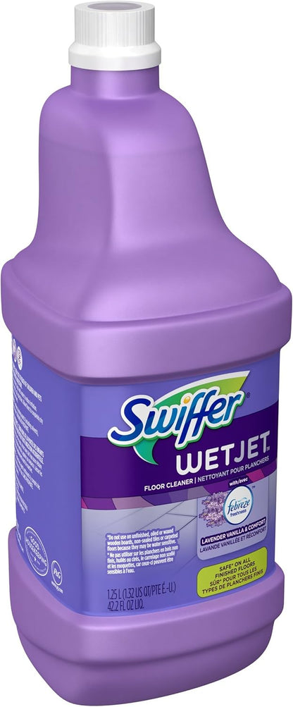Swiffer WetJet Multi-Purpose and Hardwood Liquid Floor Cleaner Solution Refill, with Gain Scent, 42.2 fl oz each, (Pack of 2)