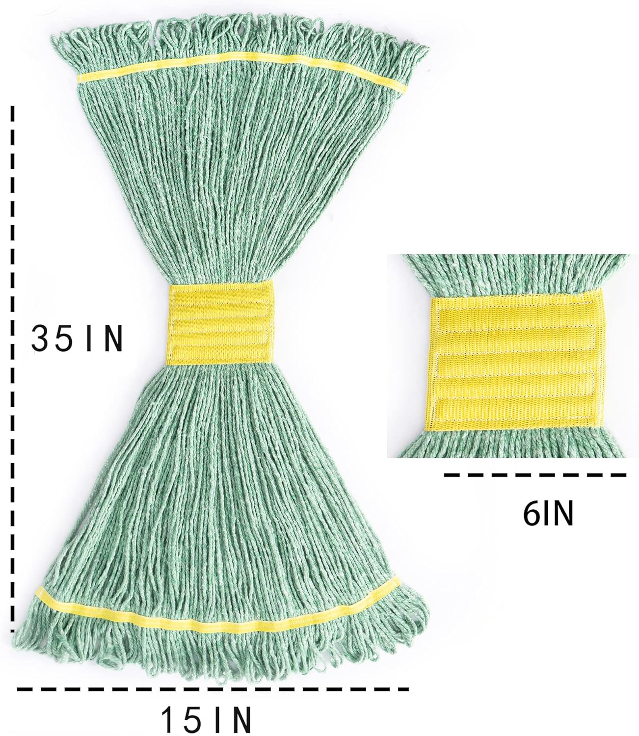 Matthew Cleaning Heavy Duty Mop Head Commercial Replacement for General and Floor Cleaning , Wet Industrial Blue Cotton Looped End String Head Refill (Pack of 6) Blue