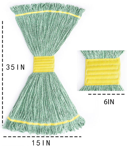 Matthew Cleaning Heavy Duty Mop Head Commercial Replacement for General and Floor Cleaning , Wet Industrial Blue Cotton Looped End String Head Refill (Pack of 6) Blue