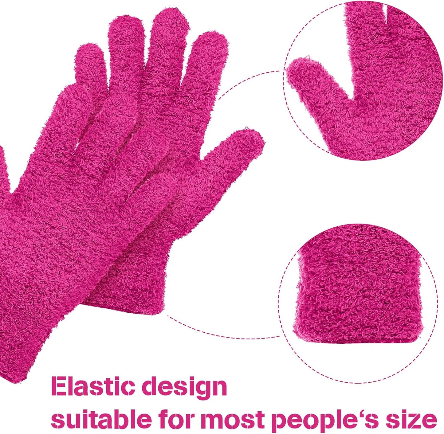 Patelai 2 Pairs Microfiber Gloves for plants Dusting Cleaning Glove Mittens House Cars Blinds Dusting(Blue, Grass Green,Large)