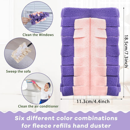 Zubebe 12 Pcs Duster Refill Reusable Fleece Duster Refills Feather Flat Dusters Multi Surface Washable Cleaning Pads Tools for Home, Blinds, Car, Pet, Furniture, Fans (Dark Color)