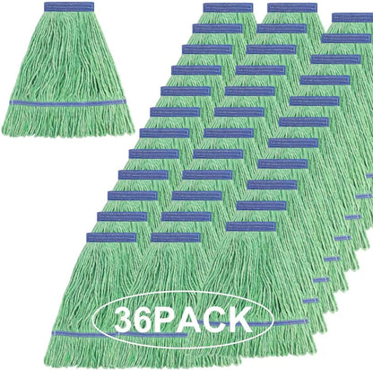 Matthew Cleaning Heavy Duty Mop Head Commercial Replacement for General and Floor Cleaning , Wet Industrial Blue Cotton Looped End String Head Refill (Pack of 6) Blue