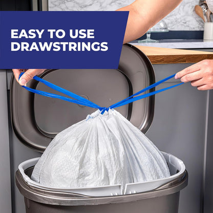 Hefty Ultra Strong 13 Gallon Trash Bags, Tall Kitchen Trash Bags 13 Gallon Size, Drawstring Closure, Continuous Odor Control, White, Lavender and Sweet Vanilla Scent, 80 Bags
