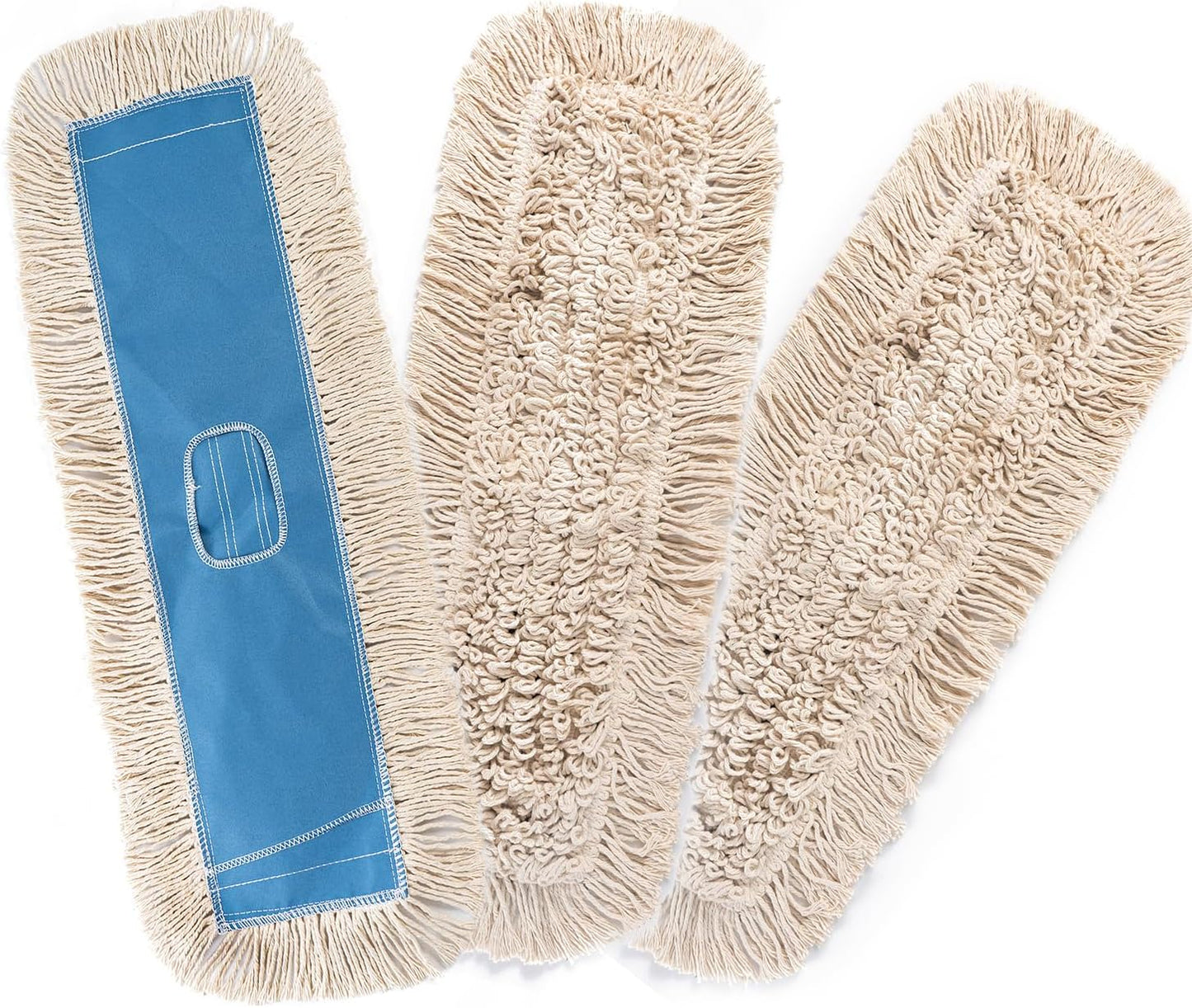 Matthew Cleaning 24'' Industrial Strength Cotton Dust Mop Refill Washable Replacement Heads for Residential & Commercial Use Fit Standard Dust Mop Frames, Hardwood, Laminate, Concrete Floors 3 Pack