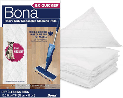 Bona Multi-Surface Floor Cleaning Pads - 18 Refills - Heavy-Duty, Disposable, Microfiber Pads for Easy Floor Cleaning