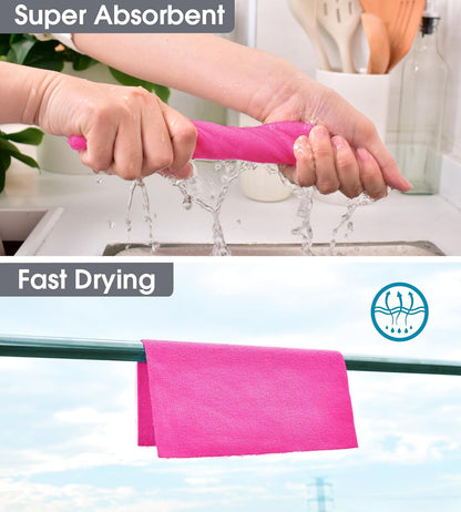 KitchLife Microfiber Cleaning Cloth Roll - Tear-Away Reusable Microfiber Paper Towels, Lint-Free, Washable, 20 Sheets for Kitchen, Car, Dishes, and Sensitive Surfaces (Pink)