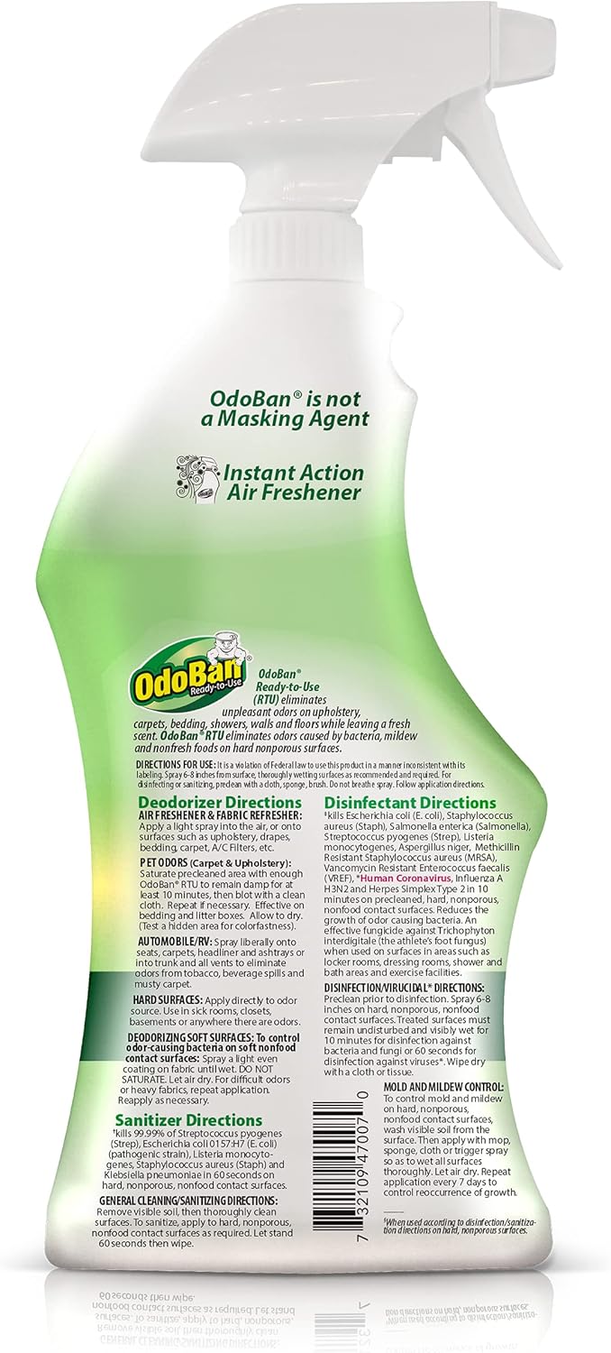 OdoBan Ready-to-Use Disinfectant and Odor Eliminator, Set of 3, 4 Ounce Travel Spray, 32 Ounce Spray, 1 Gallon Concentrate, Original Eucalyptus Scent