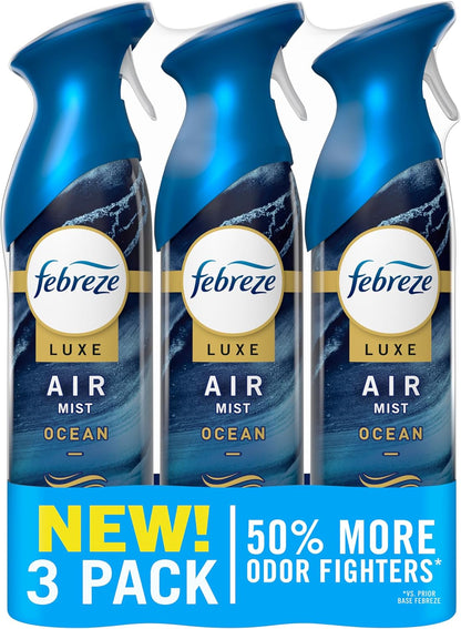 Febreze Air Mist, Air Freshener Spray, Odor Fighting Room Spray, Deodorizer for Home Bathroom Kitchen Office Apartment Dorm Room Classroom, Downy Calm Lavender & Vanilla Bean Scent, 8.1oz (Pack of 3)