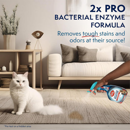 Simple Solution Stain and Odor Eliminator Spray, Enzyme Carpet Cleaner for Dogs and Cats, Pet Stain Remover and Urine Odor Eliminator, Multi Surface Pet Cleaning Solution, 32 oz (Pack of 2)