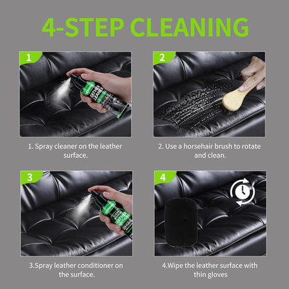 Leather Cleaner and Conditioner Cream Care Kit for Car Interiors Seats,Couches,Purses,Bags,Jackes,Boots