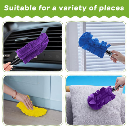 Zubebe 12 Pcs Duster Refill Reusable Fleece Duster Refills Feather Flat Dusters Multi Surface Washable Cleaning Pads Tools for Home, Blinds, Car, Pet, Furniture, Fans (Dark Color)