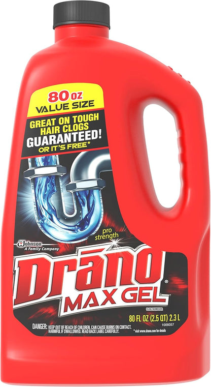 Drano Max Gel Clog Remover, 80 oz