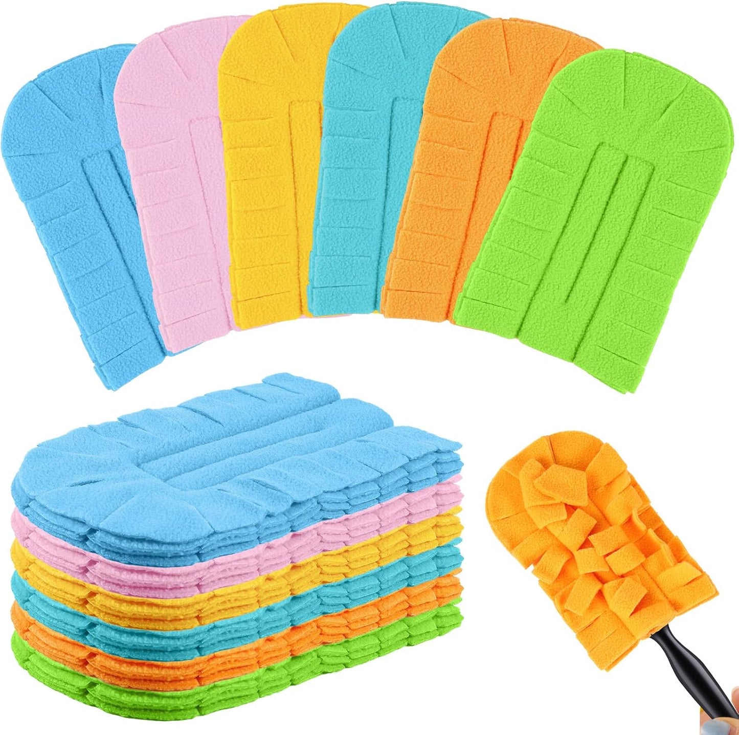 Zubebe 12 Pcs Duster Refill Reusable Fleece Duster Refills Feather Flat Dusters Multi Surface Washable Cleaning Pads Tools for Home, Blinds, Car, Pet, Furniture, Fans (Dark Color)