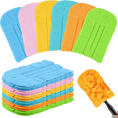 Zubebe 12 Pcs Duster Refill Reusable Fleece Duster Refills Feather Flat Dusters Multi Surface Washable Cleaning Pads Tools for Home, Blinds, Car, Pet, Furniture, Fans (Dark Color)