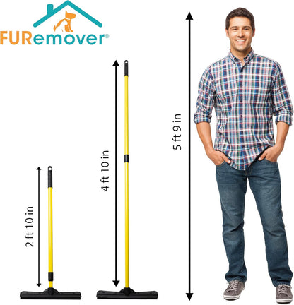 FURemover Pet Hair Removal Rubber Broom, 61" Telescopic Handle