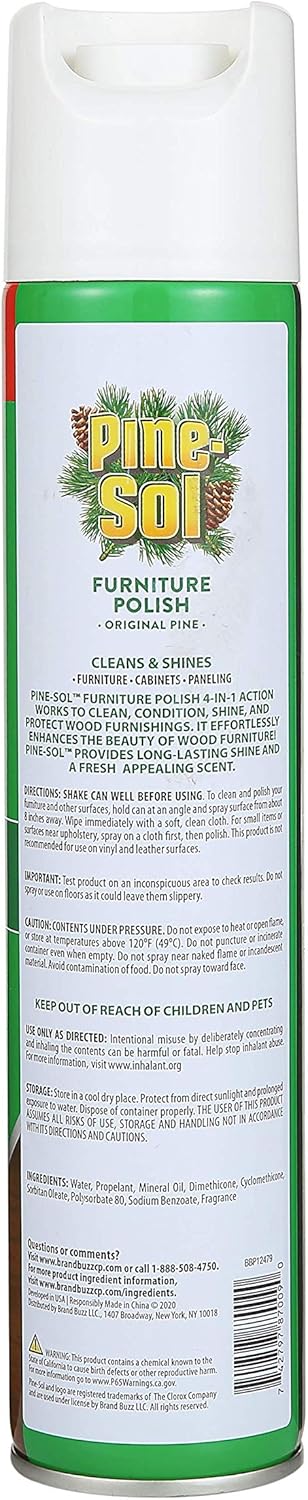 Pine-Sol Furniture, Polish 4in1 Cleaning Action Wood Polish Spray Wood Polish Spray for Your Cleans Conditions Protects and Shines Ounces Original Pine Scent, Yellow, Lemon, 12.7 Fl Oz