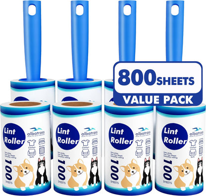 Large Lint Rollers for Carpet, 9.45'' Sticky Rollers for Floor with 360 Sheets, Extendable Long Handle Sticky Mop for Cleaning Couch, Curtains, Cars, Clothing, and Pet Hair