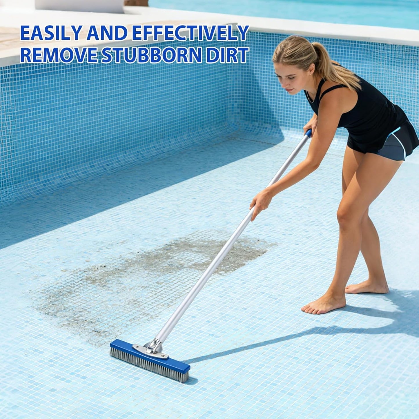 5-Inch Pool Brush Head - Combo Nylon & Stainless Steel Wire Bristles, Heavy Duty Metal Pool Brushes for Extra Scrubbing Power, for Cleaning Inground Pool Tiles, Concrete, Walls, Floor, Steps, Corners