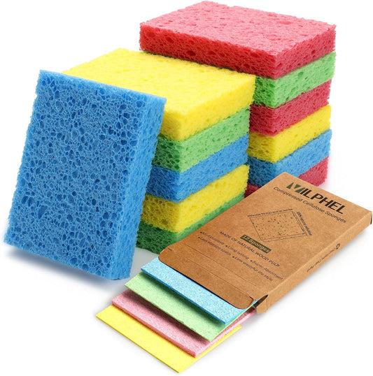 12 Pack Dishwashing Sponges Natural Cellulose Sponges Plant Based Resilient and Reusable Soft Dish Sponges for Washing Dishes DIY Craft Sponge for Fun