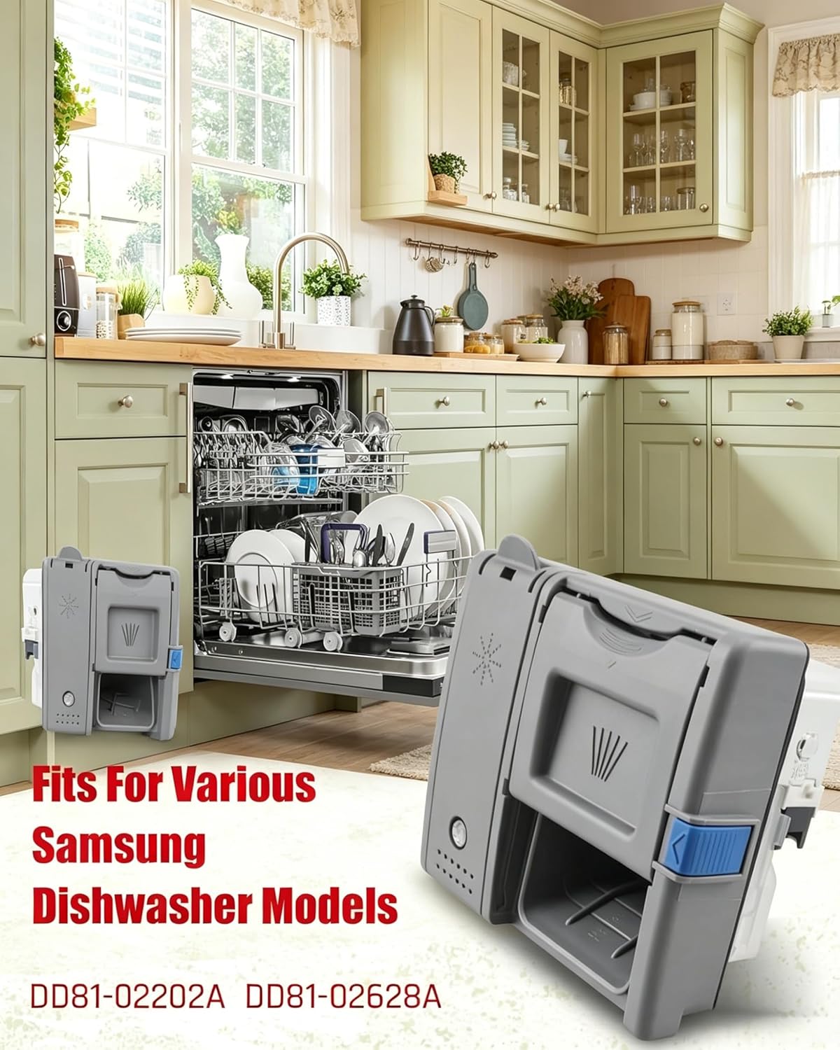 Fits for Samsung Dishwasher DW80R2031US,DW80N3030US/UW/UB ，DW80M2020US Dishwasher Rinse-aid Dispenser DD81-02202A DD81-02628A dishwasher dispenser