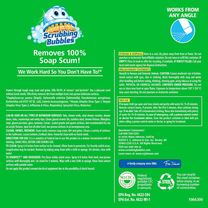 Scrubbing Bubbles Bathroom and Shower Cleaner Aerosol, Foaming Action Bathroom Grime Fighter, Citrus Scent, 20oz (Pack of 1)