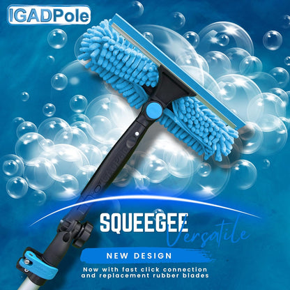IGADPole 24 FT Water-Fed Washing Kit with Soap-Dispenser, Brush, 10″ Squeegee & Cobweb Duster for Windows, Gutters, Solar Panels & Exterior Walls