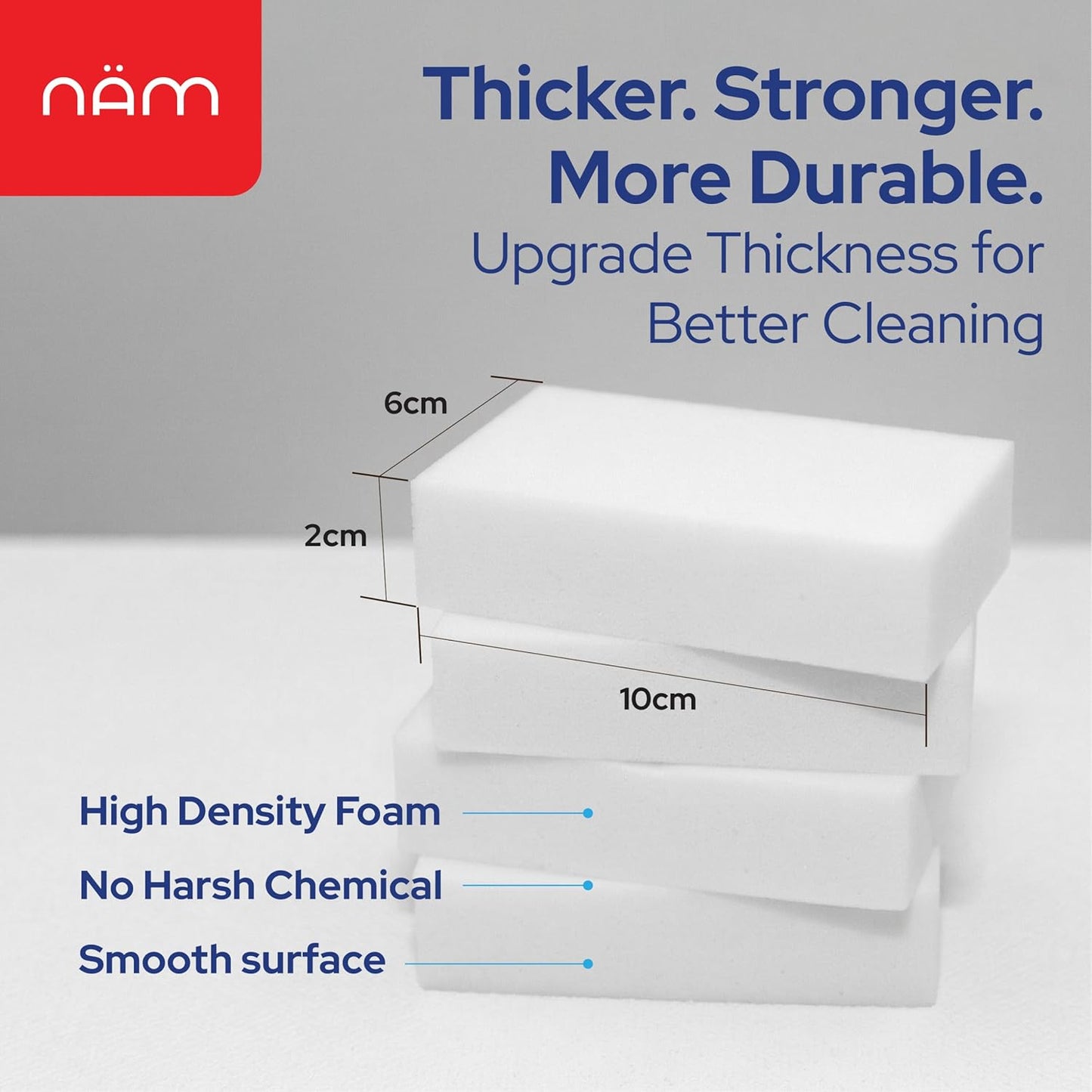 Magic Eraser Sponge, 50 Pack Extra Dense Melamine Cleaning Pads – Multi-Surface Cleaner for Kitchen, Bathroom, Walls, Floors, Baseboards, Sink, Scuff Marks & Grease Removal
