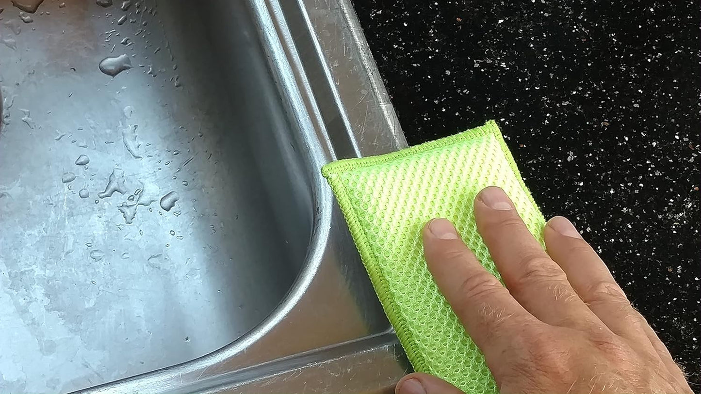 NoStench Kitchen Sponge | Odor Resistant, Non-Scratch Microfiber Mesh & Terry Cloth Sponge, Long Lasting Odor Protection | Durable, 4 Pack