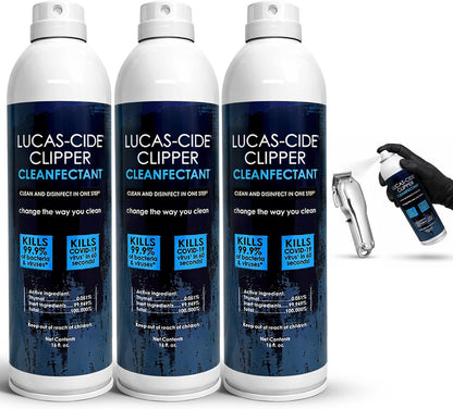 LUCAS-CIDE Clipper Cleaner Disinfectant and Lubricating Spray for Clippers and Blades - 16 Fl Oz