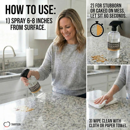 Thirteen Chefs Multi-Surface Cleaner for Kitchen, Home and Bath - Cleans All Countertops, Stainless Steel, Glass, Floor and Tile - 16oz Spray Bottle