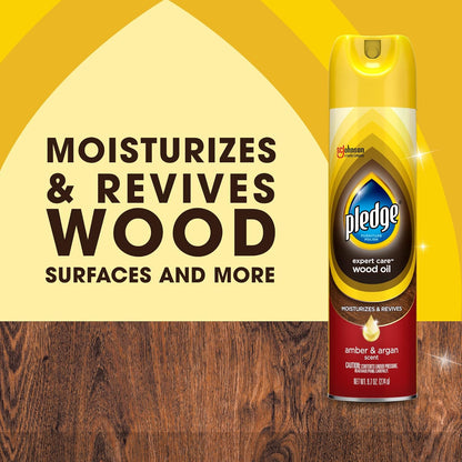 Pledge Enhancing Polish Spray, Wood Furniture & Stainless Steel Polish, Remove Dust and Fingerprints, Fast Shine and Protect, Prevent Scratches & Knicks - Lemon Scent, 9.7oz (Pack of 12)