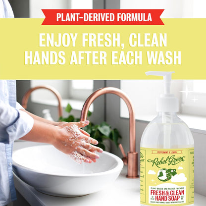 Rebel Green Fresh & Clean Hand Soap Refill - Natural Liquid Hand Soap Refill for Bathroom & Kitchen - Lavender & Grapefruit Scent, 32 Fl Oz