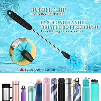 6 Pack Bottle Brush Cleaner Set, Long Handle Stainless Steel Water Bottle Cleaner Brush for Washing Sport Bottles, Narrow Neck Bottle, Baby Bottles, Dish, Flask, Straw, Cup Cover