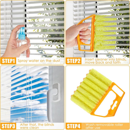 Geiserailie 1 Pcs Window Venetian Blind Cleaner Duster Tool Washable 7 Fingers Dusting Cleaner and Air Vent Shutter Brush Blinds Air Conditioner Fan Duster Dirt Housekeeping Tool (Orange)