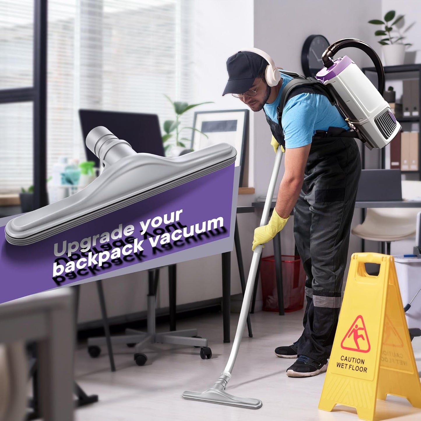 Replacement Floor Tool Compatible with ProTeam 101446 E-Z Glide Backpack Vacuums 10 QT & 6 QT, 14" Hard Floor Tool Compatible with Commercial Cleaners(Brush with Scalloped Edges,Gray)