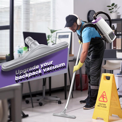 Replacement Floor Tool Compatible with ProTeam 101446 E-Z Glide Backpack Vacuums 10 QT & 6 QT, 14" Hard Floor Tool Compatible with Commercial Cleaners(Brush with Scalloped Edges,Gray)