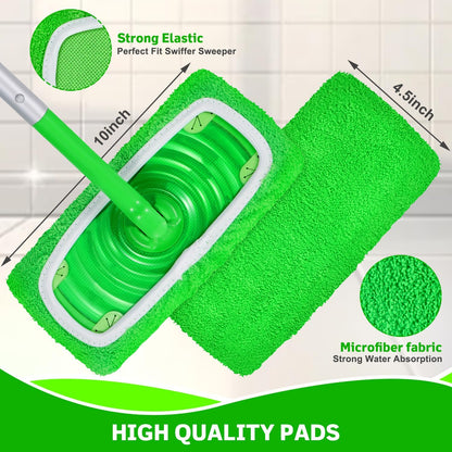 6 Pack Reusable Microfiber Mop Pads Compatible with Swiffer Sweeper, Dry Sweeping Cloths & Wet Mopping Cloths, Washable Mop Pads for Surface/Hardwood Floor Cleaning