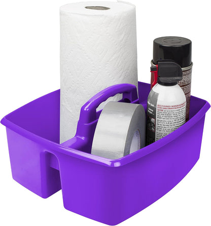 Storex 2-Compartment Large Cleaning Caddy – Multipurpose Supply Organizer with Handle - Black, 1-Pack (00973A06C)