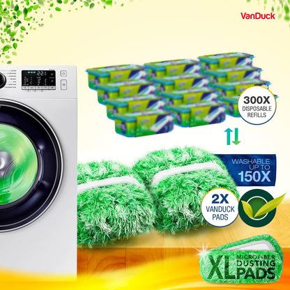 VanDuck XL Cotton Mop Pads Compatible with Swiffer XL (2 Pack) - Extra Large Wet and Dry Pads Refills - Cotton Covers Reusable Mop Heads (Handle is Not Included)
