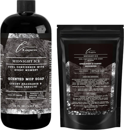 Lapew Black Sea Scented Cleaning Bundle | Carpet Deodorizer Powder (16 oz) & Mop Soap Concentrate (36 oz) | Pet-Friendly Odor Eliminator - Colors B