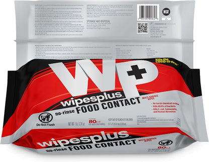 WIPESPLUS Cleaning Wipes All Purpose Food Contact - No Rinse, No Residue, Quick Dry Formula, Disinfecting Wipes For Restaurants, Foodservice, Schools - Canister, 100 Count, (Pack of 12)