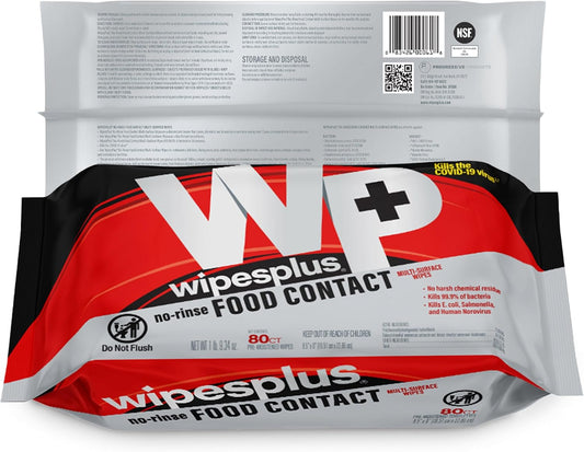 WIPESPLUS Cleaning Wipes All Purpose Food Contact - No Rinse, No Residue, Quick Dry Formula, Disinfecting Wipes For Restaurants, Foodservice, Schools - Canister, 100 Count, (Pack of 12)