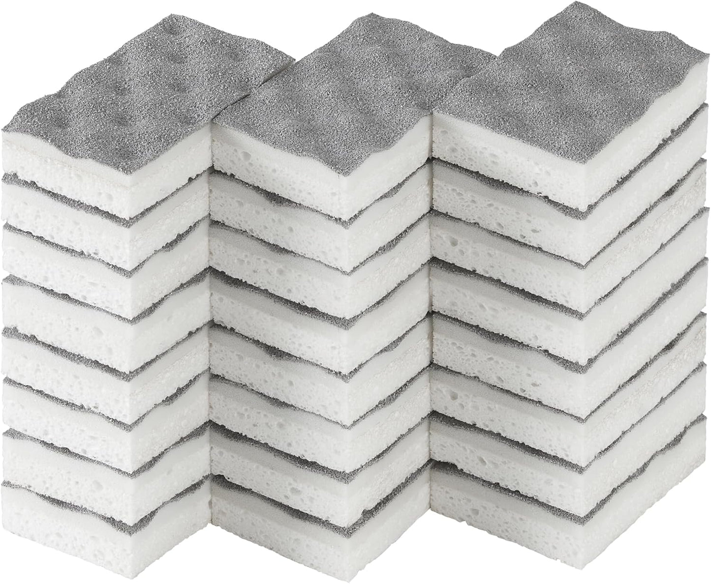 JOYMOOP Textured Clean Sponges, Dual-Sided Non-Scratch Soft Scrub Dish Sponge, Safe for Non-Stick Cookware, Kitchen and Household Cleaning, 12 Pack [Grey & White]