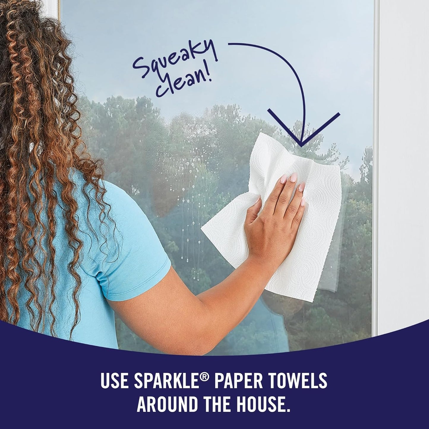 Sparkle Tear-A-Square Paper Towels, 2 Double Rolls (220 Sheets Total) - Strong 2-Ply Towels for Kitchen Cleanup and Everyday Messes