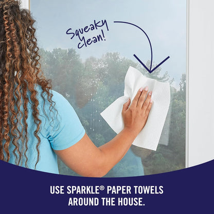 Sparkle Tear-A-Square Paper Towels, 2 Double Rolls (220 Sheets Total) - Strong 2-Ply Towels for Kitchen Cleanup and Everyday Messes