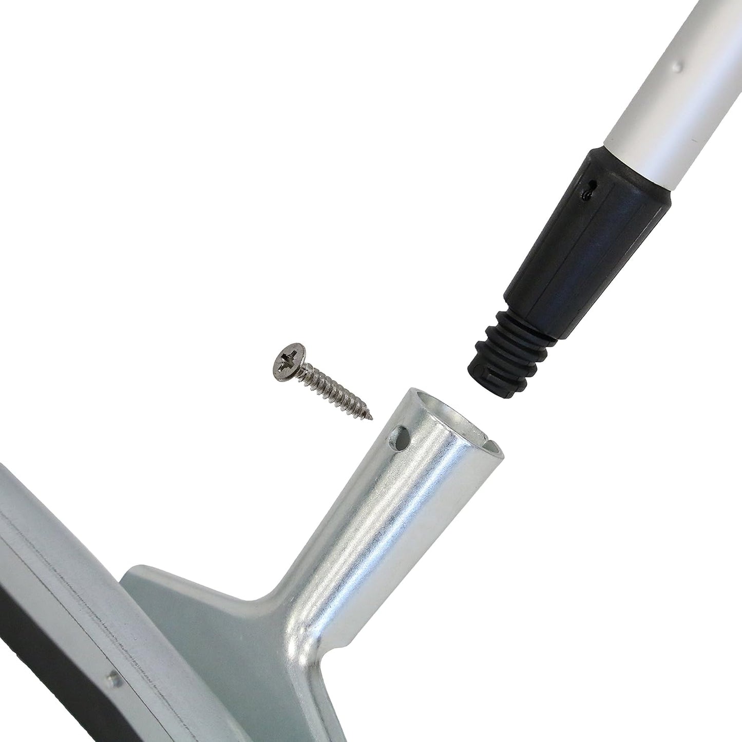 Unger Professional AquaDozer Max Kit, 36” Smooth Surface Curved Floor Squeegee and 48” Dual End Pole, Rubber Blade Scrubber and Broom for Concrete, Asphalt, and Tough Cleaning Jobs
