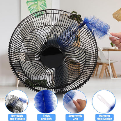 XANGNIER Fan Cleaning Brush Tools Set,6 Pcs Fan Cleaner for Stand up Fan/Desk/Window Exhaust/Box/Oscillating/Standing/Floor/Clip on/Wall/Table/Wall Mount/Pedesta Fan,Bendable Cobweb Duster Remover