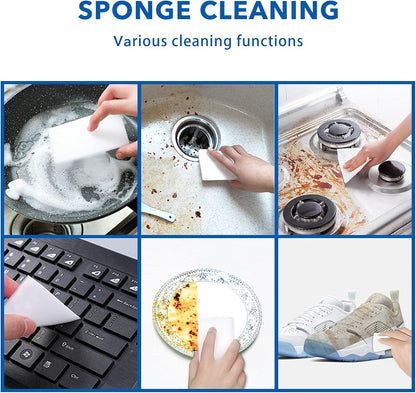 50PCS Magic Cleaning Sponge Eraser Sheets, Reusable Thin Nano Cleaner Pads Eraser Wipes for Kitchen Shoe Furniture Bathroom Shower Sink Hard-to-Reach Places